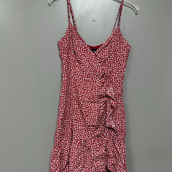 Sugar Lips Red and White V-Neck Sleeveless Ruffle Asymetrical Mini Dress XS - Picture 1 of 5